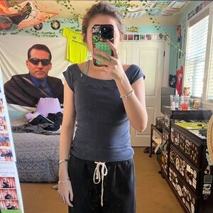 Navy off the shoulder tee